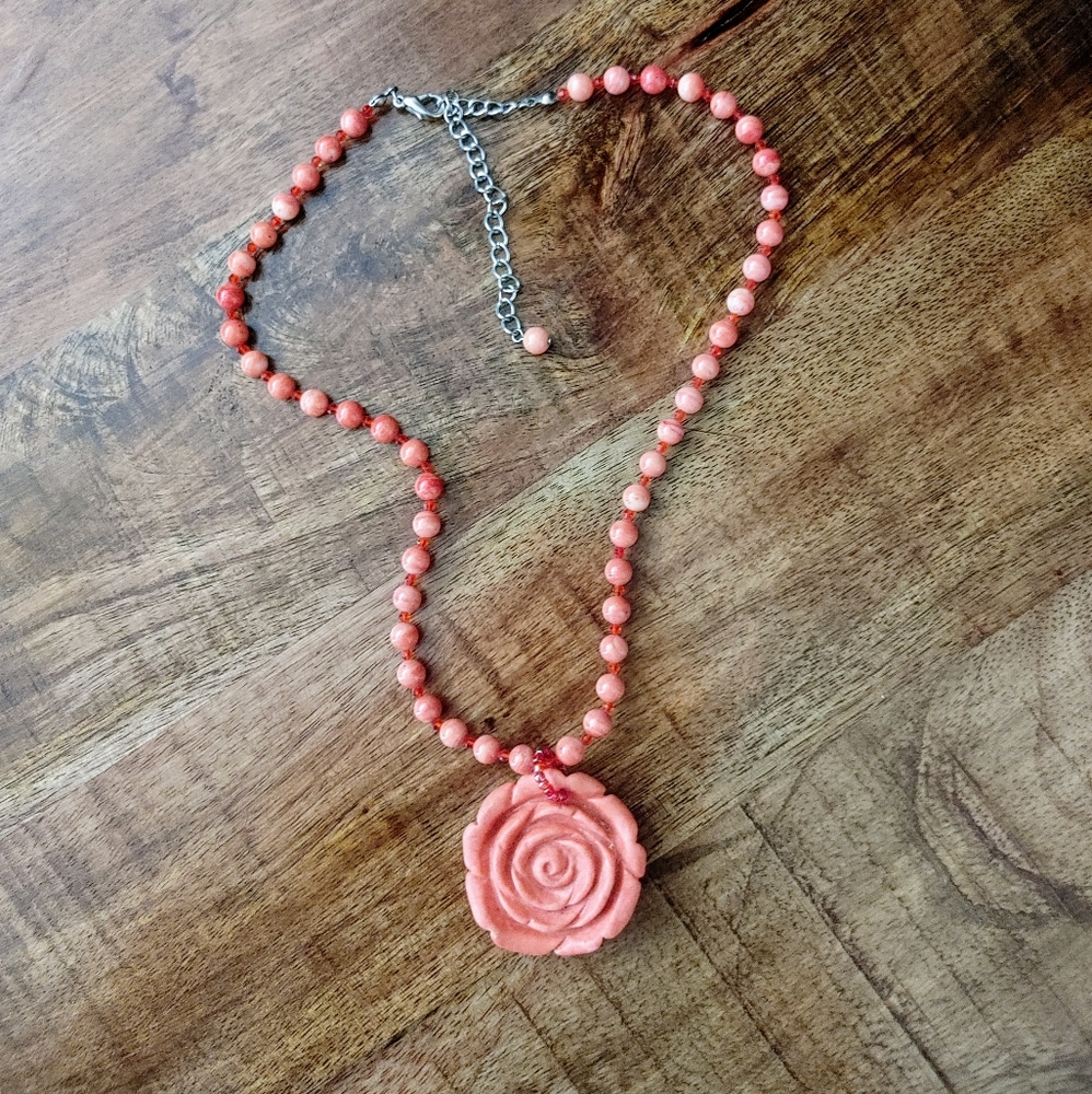Coral Rose Necklace